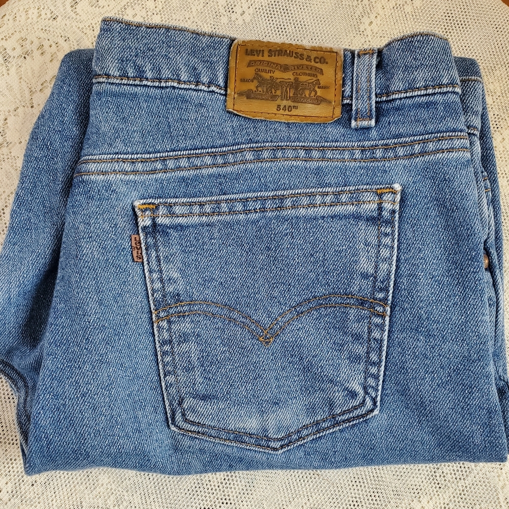Vintage levi jeans USA brown tab 540 flex‎ 40x32 medium wash tapered straight